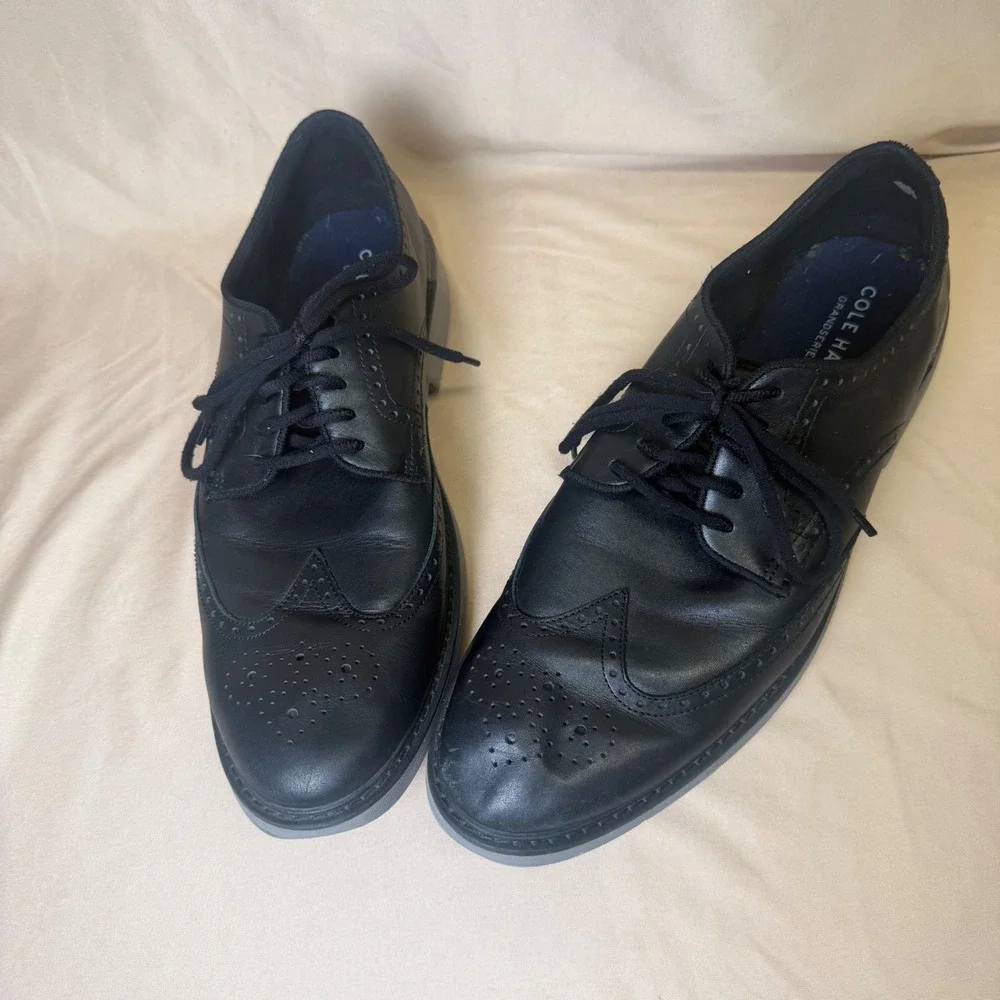 Cole Haan Mens GrandSeries Black Leather Wingtip Oxford Shoes C34601 Size 13 M